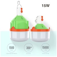Pack 2 Foco Lampara Luz Led Recargable USB Portátil Interior Exterior 15W